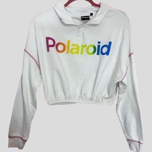 Polaroid cropped quarter zip sweatshirt